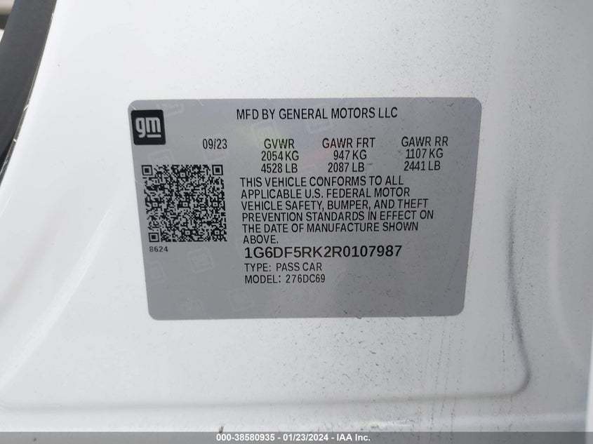 VIN 1G6DF5RK2R0107987 2024 CADILLAC CT4 PREMIUM LUXURY