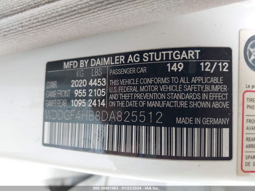2013 MERCEDES-BENZ C 250 250 - WDDGF4HB8DA825512