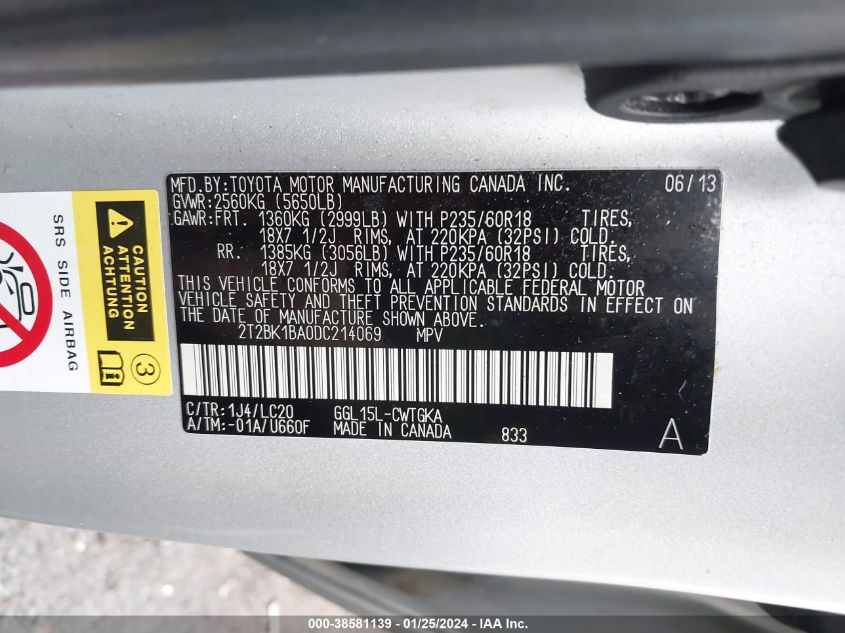 2013 LEXUS RX 350 - 2T2BK1BA0DC214069