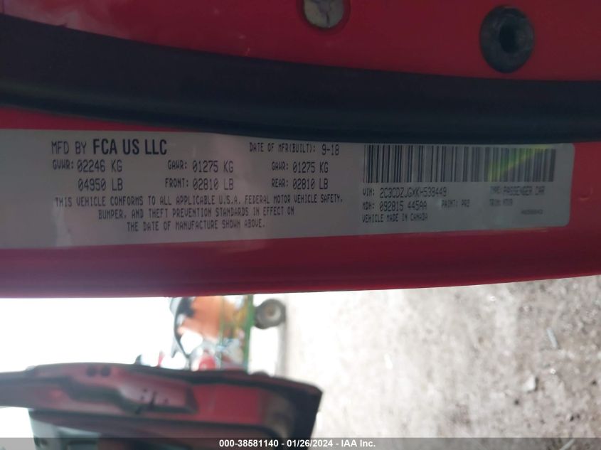 2019 DODGE CHALLENGER GT - 2C3CDZJGXKH538449