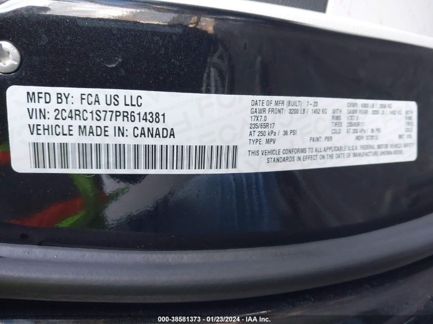 2023 CHRYSLER PACIFICA HYBRID LIMITED 2C4RC1S77PR614381