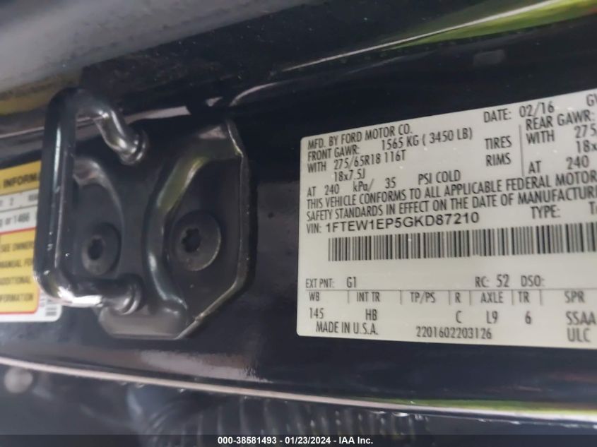 2016 FORD F-150 SUPERCREW - 1FTEW1EP5GKD87210