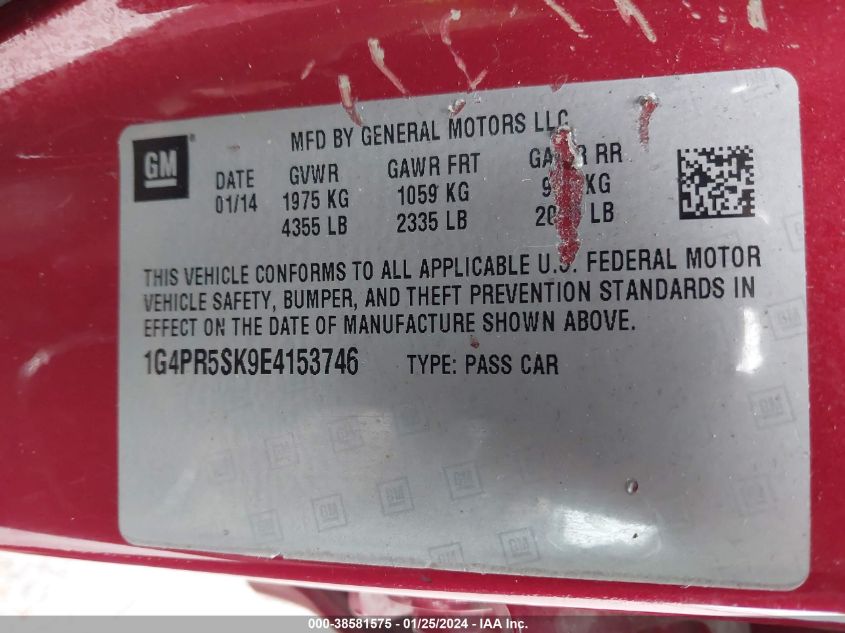 2014 BUICK VERANO CONVENIENCE - 1G4PR5SK9E4153746