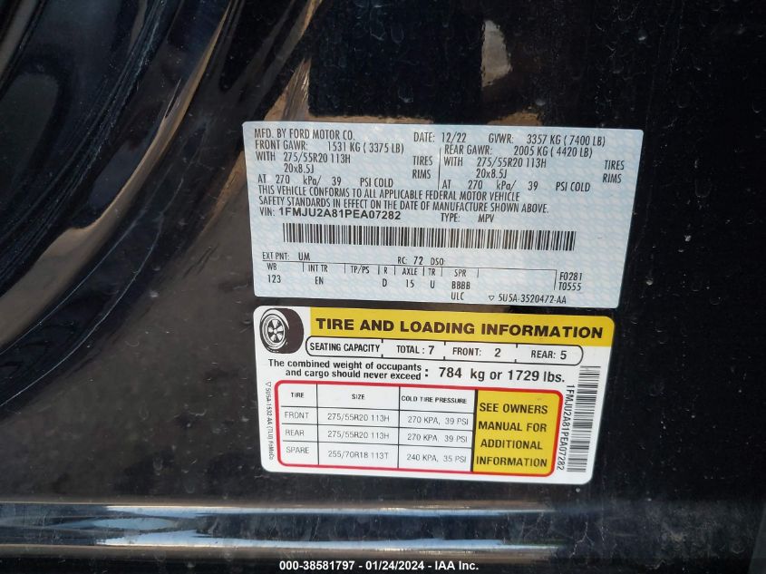 2023 FORD EXPEDITION LIMITED - 1FMJU2A81PEA07282
