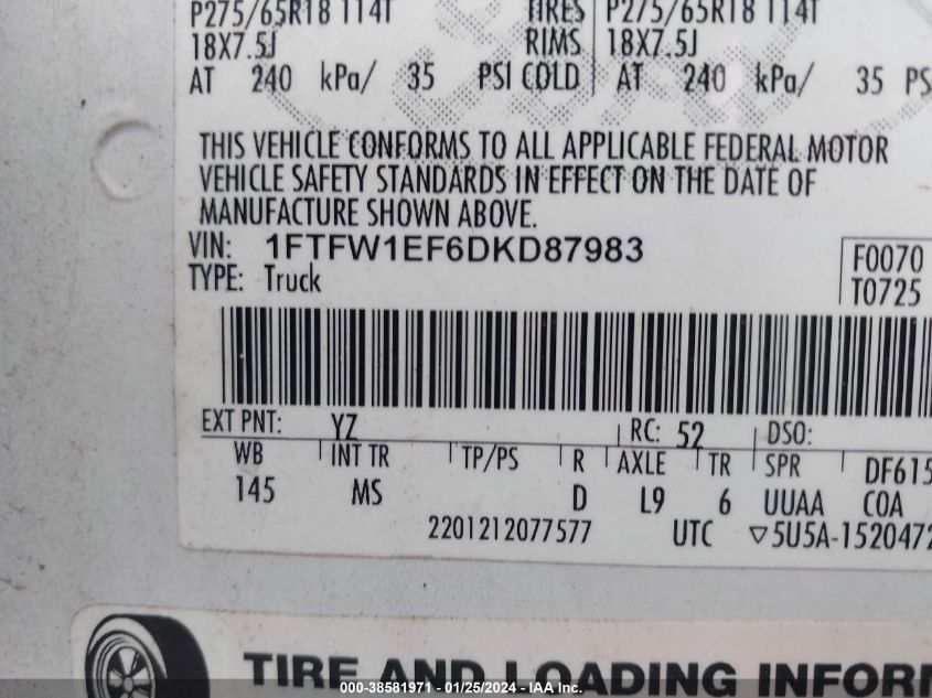 2013 FORD F-150 XLT - 1FTFW1EF6DKD87983
