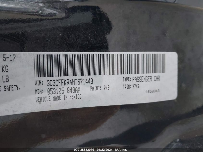 2017 FIAT 500 POP - 3C3CFFKR4HT671443
