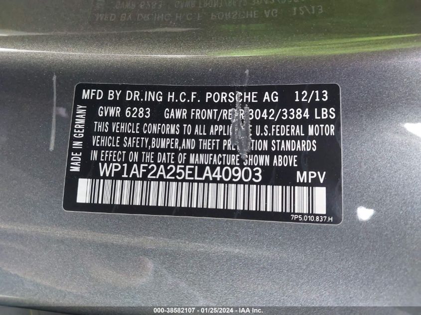 2014 PORSCHE CAYENNE DIESEL PLATINUM EDITION - WP1AF2A25ELA40903