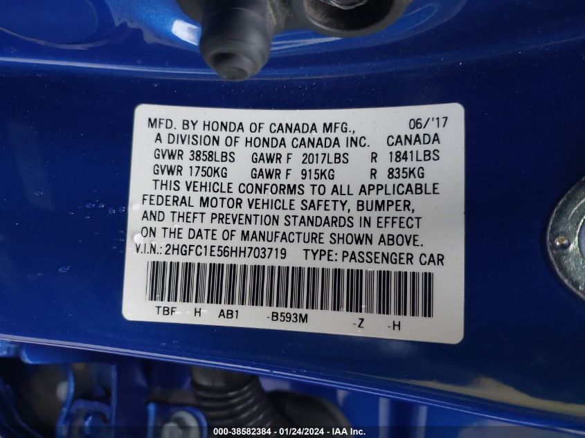 2017 HONDA CIVIC SI - 2HGFC1E56HH703719
