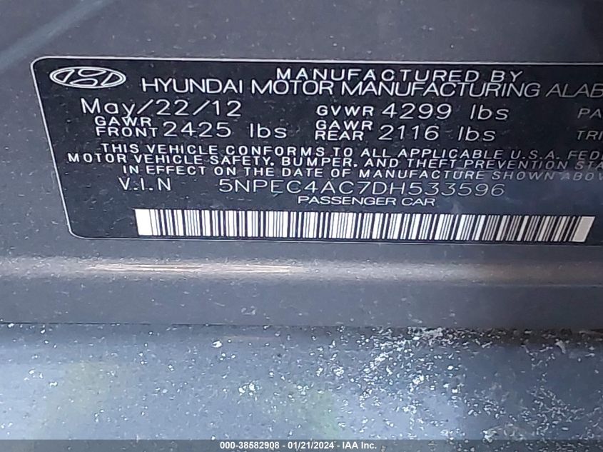 2013 HYUNDAI SONATA SE - 5NPEC4AC7DH533596