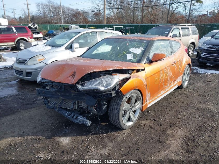 2014 HYUNDAI VELOSTER TURBO W/BLACK - KMHTC6AE2EU186069