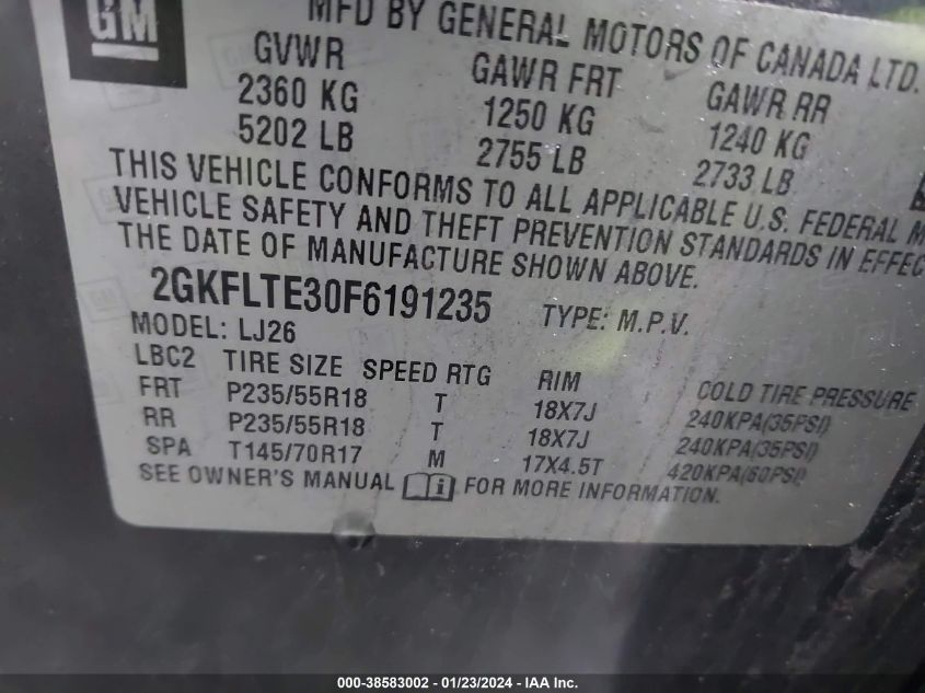 2015 GMC TERRAIN SLT-2 - 2GKFLTE30F6191235