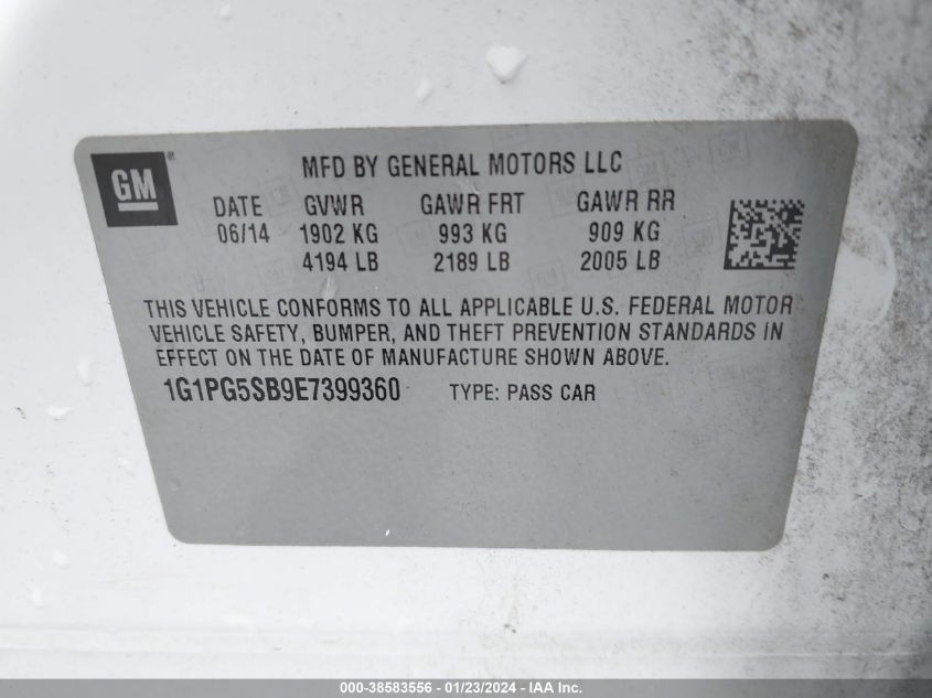2014 CHEVROLET CRUZE LTZ - 1G1PG5SB9E7399360