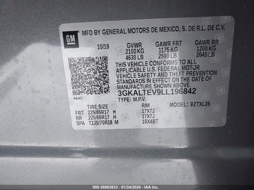 2020 GMC TERRAIN SLE - 3GKALTEV9LL196842