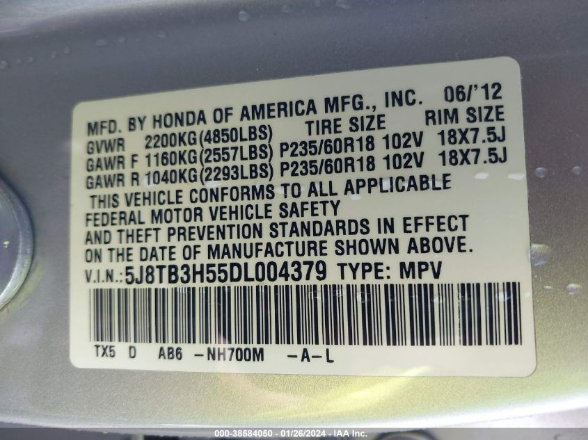 2013 ACURA RDX TECHNOLOGY - 5J8TB3H55DL004379