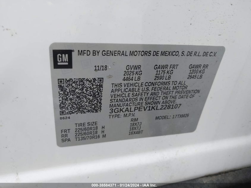2019 GMC TERRAIN SLT - 3GKALPEV1KL228107