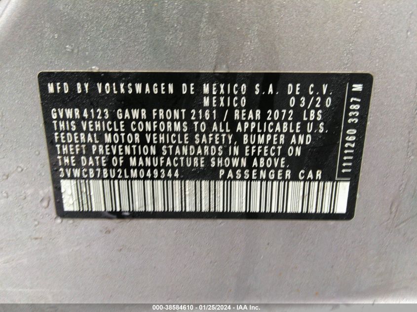 2020 VOLKSWAGEN JETTA S/SE/R-LINE - 3VWCB7BU2LM049344