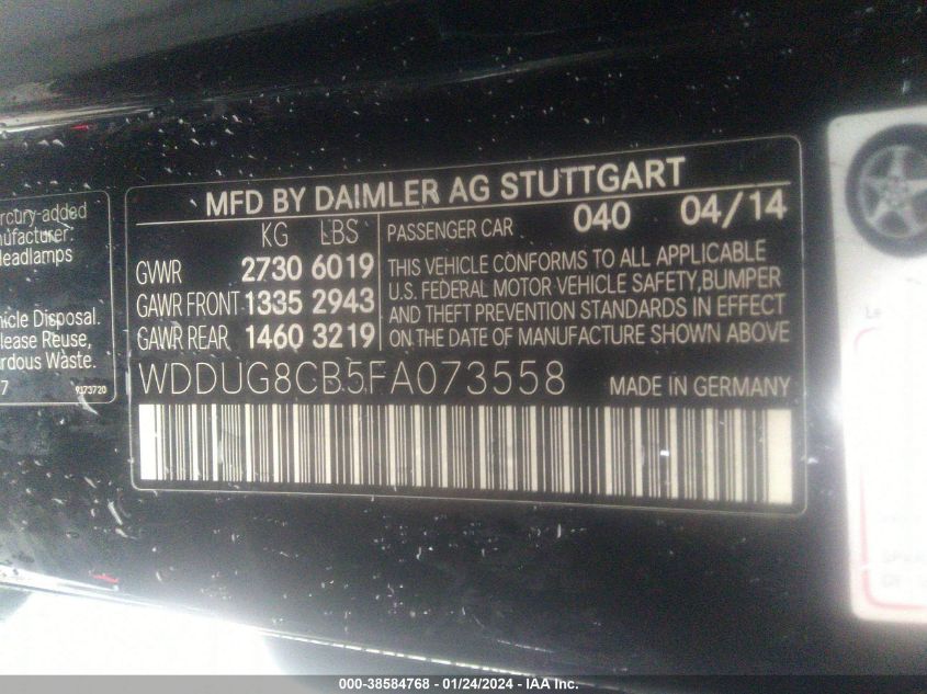 2015 MERCEDES-BENZ S 550 WDDUG8CB5FA073558