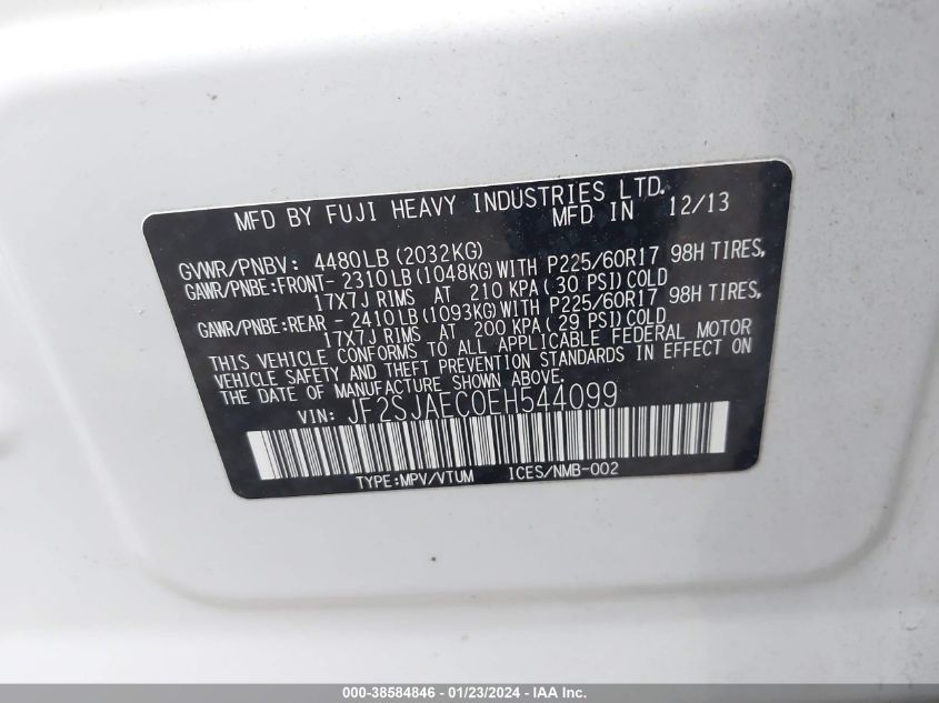 2014 SUBARU FORESTER 2.5I PREMIUM - JF2SJAEC0EH544099