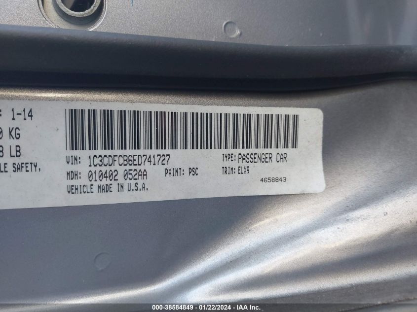 2014 DODGE DART LIMITED - 1C3CDFCB6ED741727