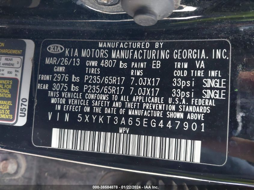 2014 KIA SORENTO LX - 5XYKT3A65EG447901