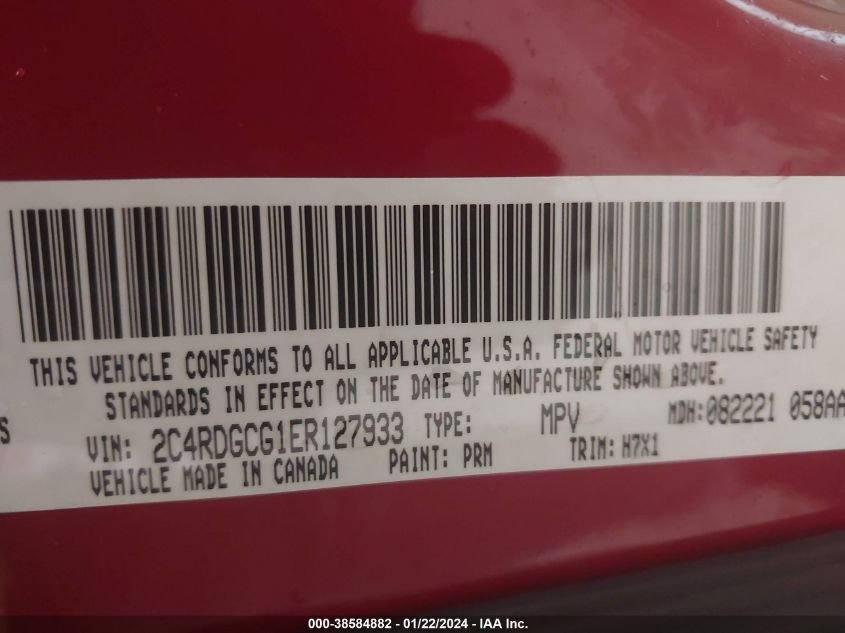 2014 DODGE GRAND CARAVAN SXT - 2C4RDGCG1ER127933