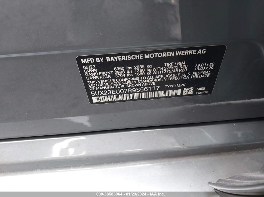 2024 BMW X5 XDRIVE40I - 5UX23EU07R9S56117