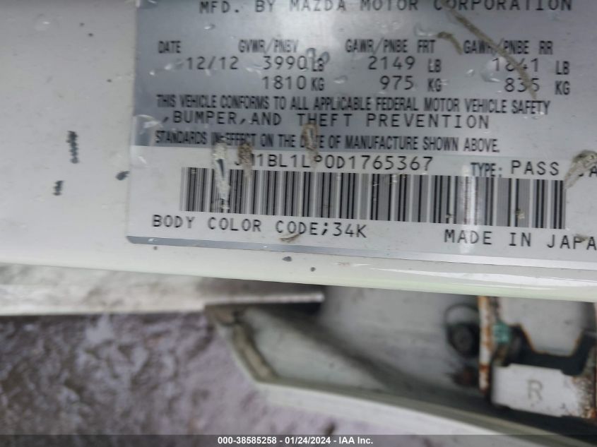 2013 MAZDA MAZDA3 I TOURING - JM1BL1LP0D1765367