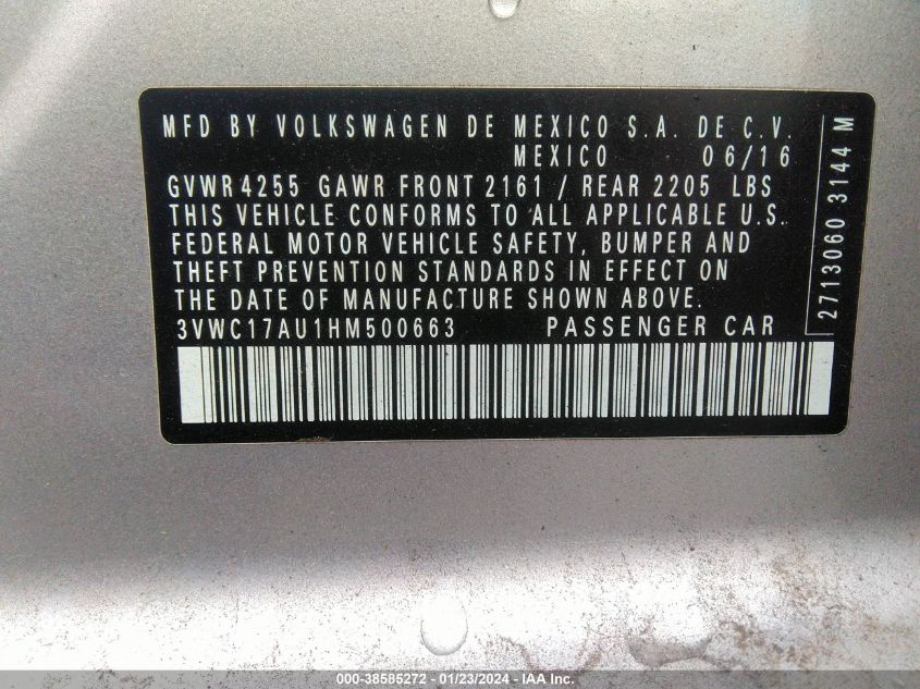 2017 VOLKSWAGEN GOLF SPORTWAGEN TSI SEL - 3VWC17AU1HM500663
