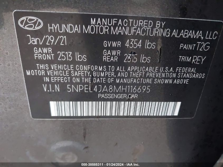 2021 HYUNDAI SONATA SEL - 5NPEL4JA8MH116695