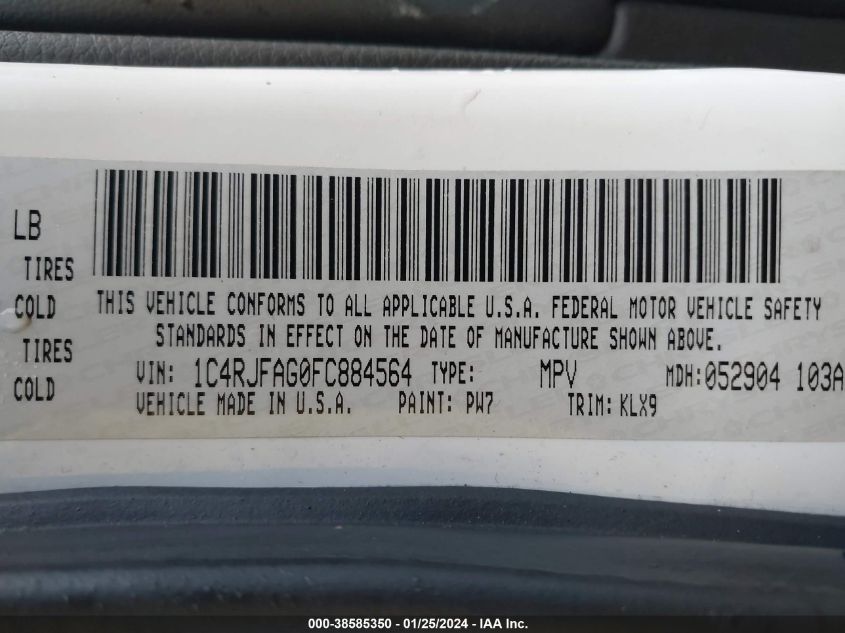 2015 JEEP GRAND CHEROKEE LAREDO - 1C4RJFAG0FC884564