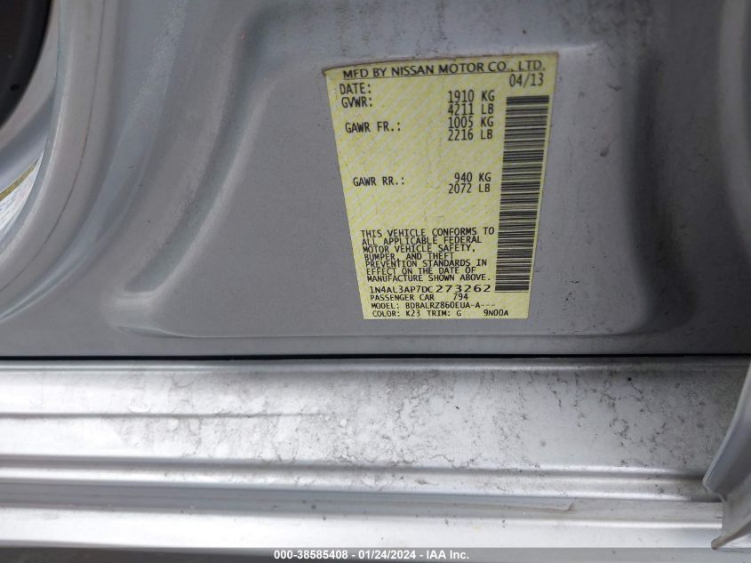 2013 NISSAN ALTIMA 2.5/S/SV/SL - 1N4AL3AP7DC273262