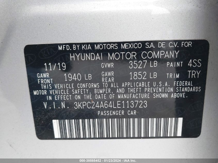 2020 HYUNDAI ACCENT SE/SEL - 3KPC24A64LE113723