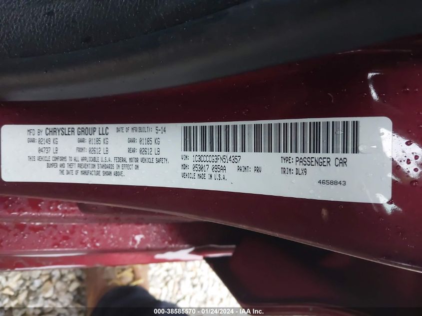 2015 CHRYSLER 200 C - 1C3CCCCG3FN514357