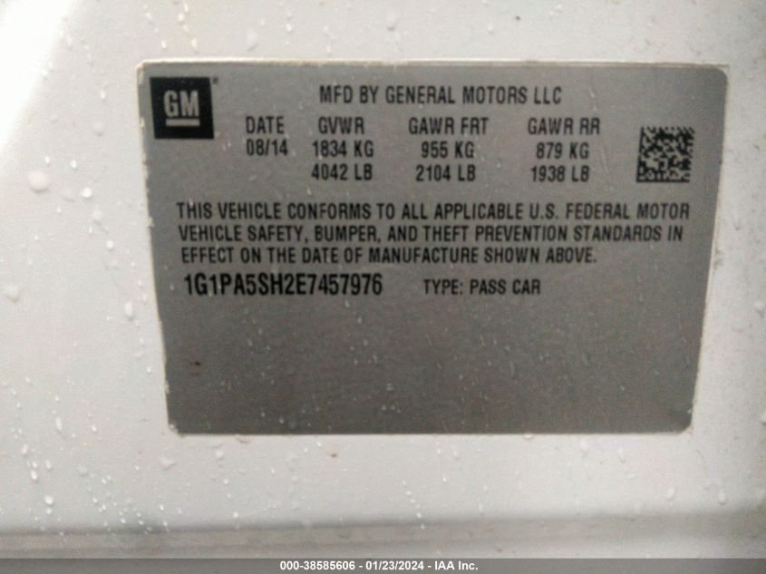 2014 CHEVROLET CRUZE LS - 1G1PA5SH2E7457976