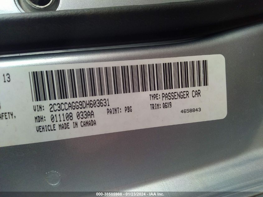 2013 CHRYSLER 300 S - 2C3CCAGG9DH603631