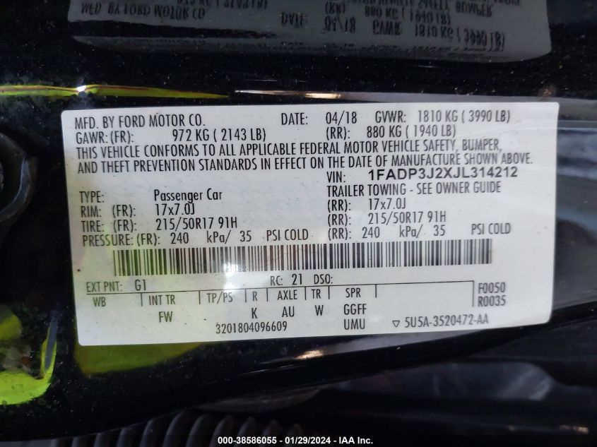 2018 FORD FOCUS TITANIUM - 1FADP3J2XJL314212