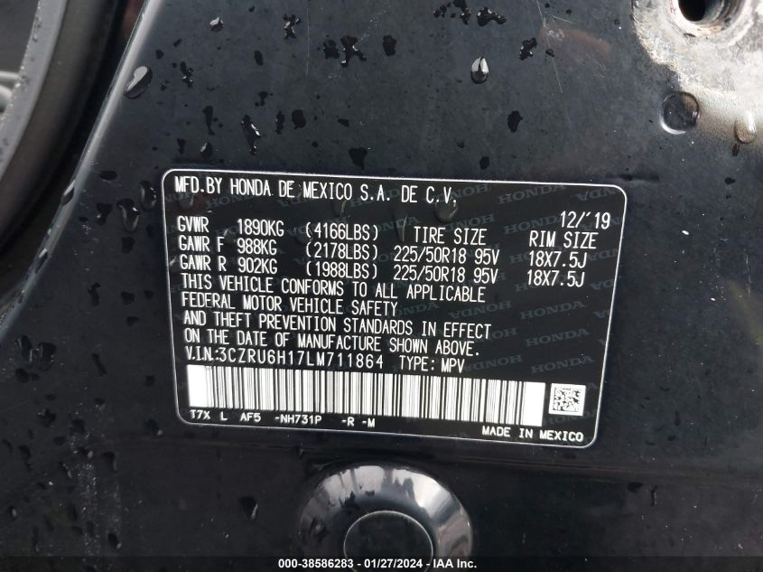 2020 HONDA HR-V SPORT - 3CZRU6H17LM711864