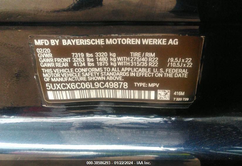 2020 BMW X7 M50I - 5UXCX6C06L9C49878