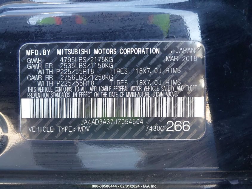 2018 MITSUBISHI OUTLANDER SE - JA4AD3A37JZ054504