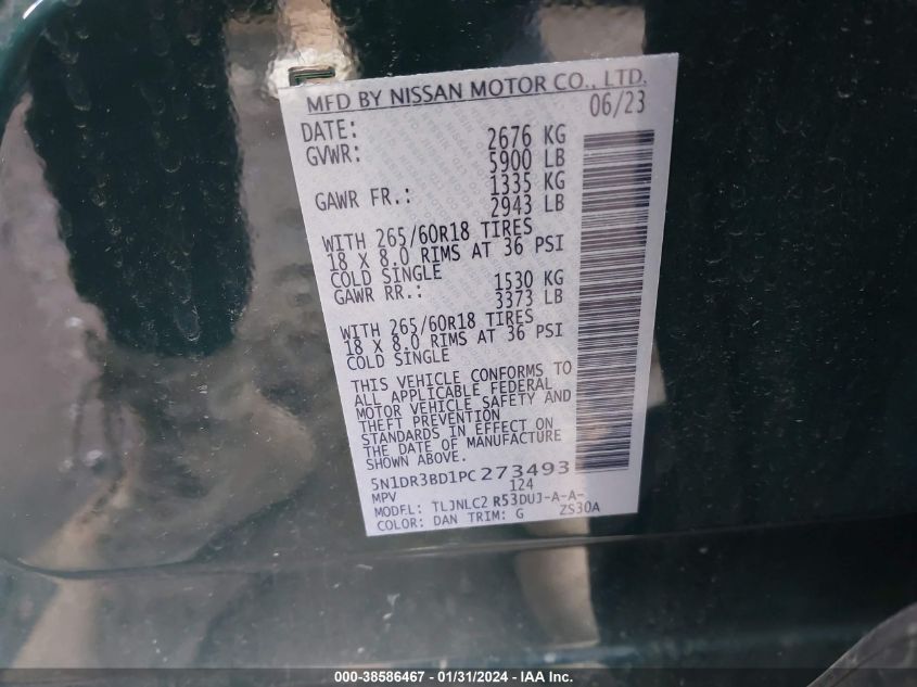 2023 NISSAN PATHFINDER SV - 5N1DR3BD1PC273493