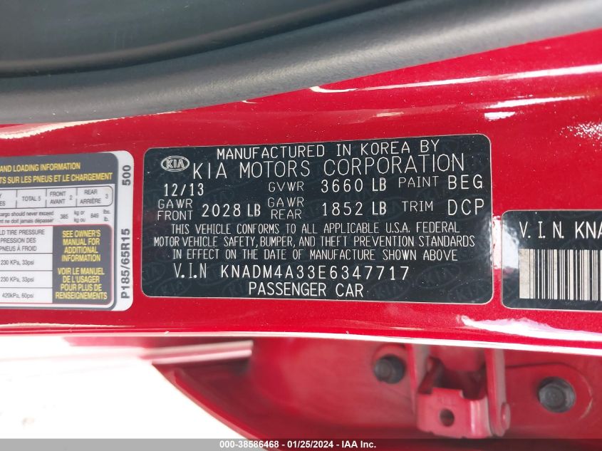 2014 KIA RIO LX - KNADM4A33E6347717