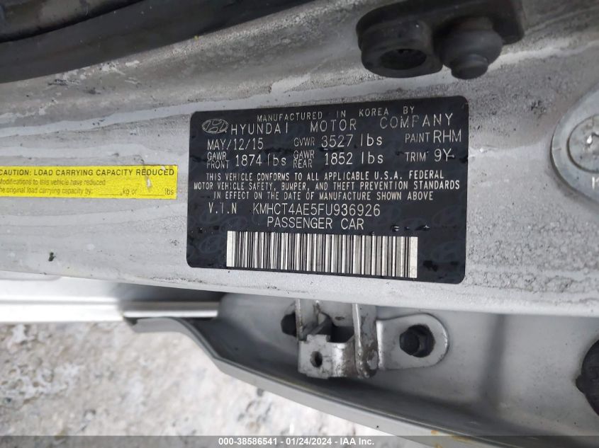 2015 HYUNDAI ACCENT GLS - KMHCT4AE5FU936926