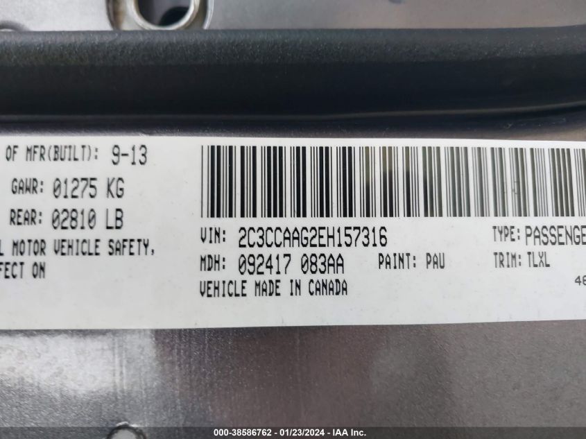 2014 CHRYSLER 300 - 2C3CCAAG2EH157316