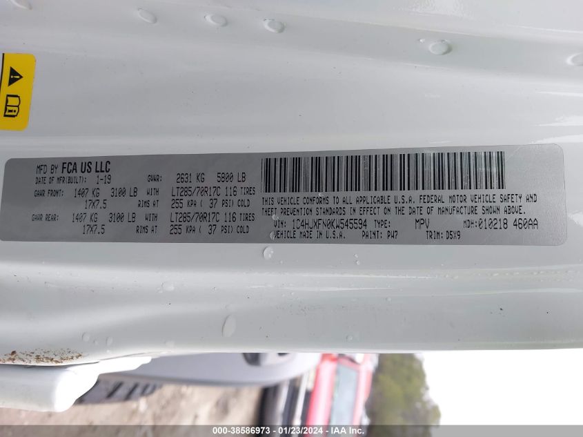 2019 JEEP WRANGLER UNLIMITED RUBICON 4X4 - 1C4HJXFN0KW545594