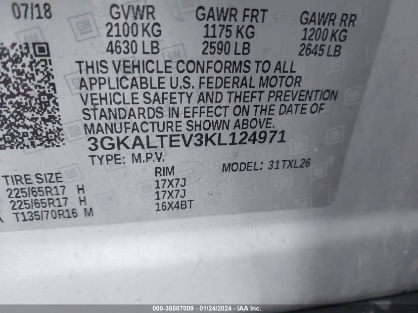 2019 GMC TERRAIN SLE - 3GKALTEV3KL124971