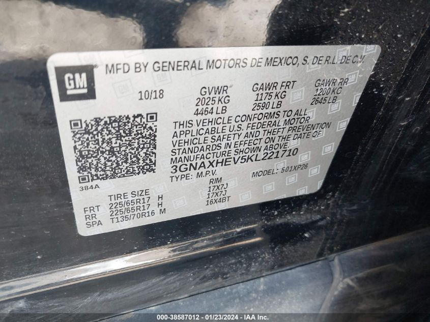 2019 CHEVROLET EQUINOX LS - 3GNAXHEV5KL221710