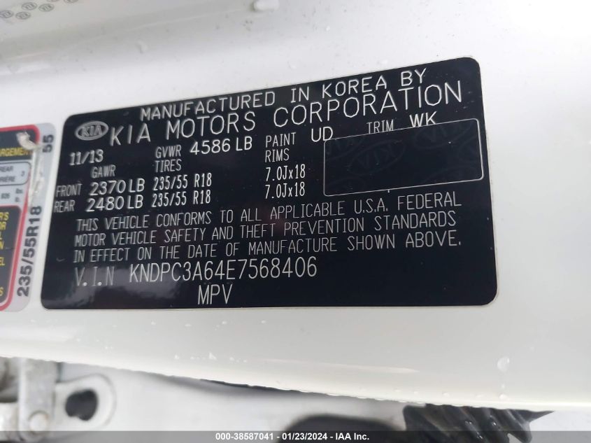 2014 KIA SPORTAGE SX - KNDPC3A64E7568406