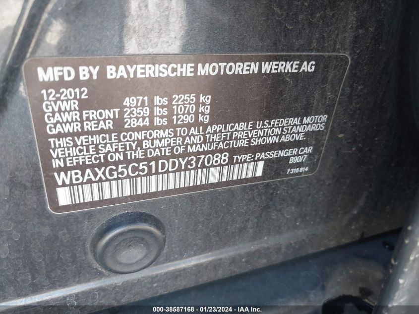 2013 BMW 528I - WBAXG5C51DDY37088