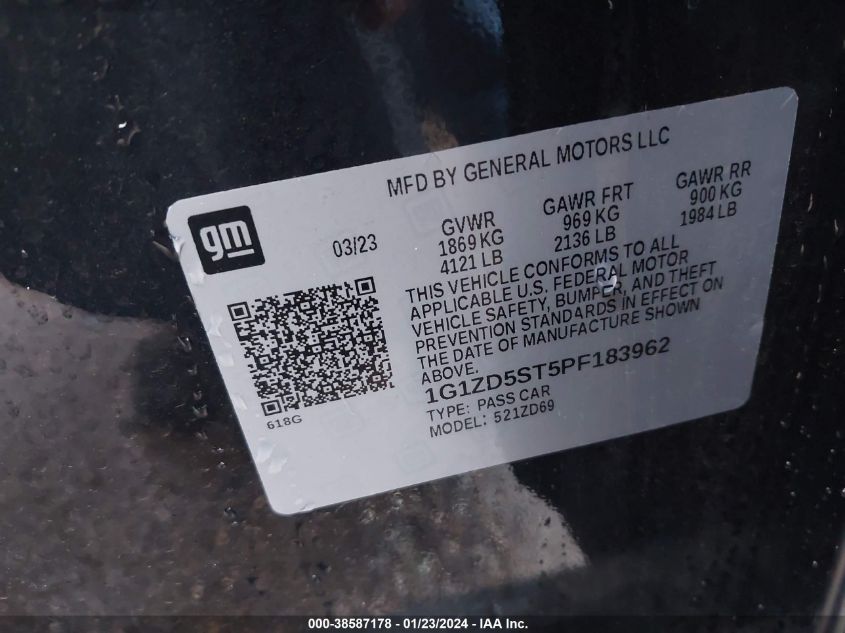 2023 CHEVROLET MALIBU LT - 1G1ZD5ST5PF183962