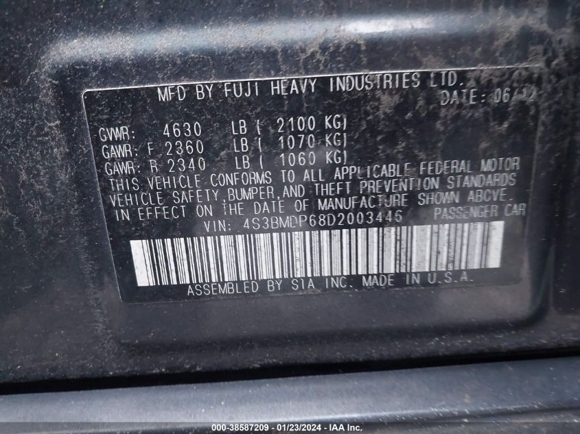 2013 SUBARU LEGACY 3.6R LIMITED - 4S3BMDP68D2003446